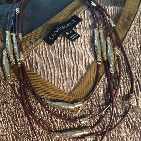 Lane Bryant Gold Crinkle Shell with NWT necklace - Picture 8 of 8